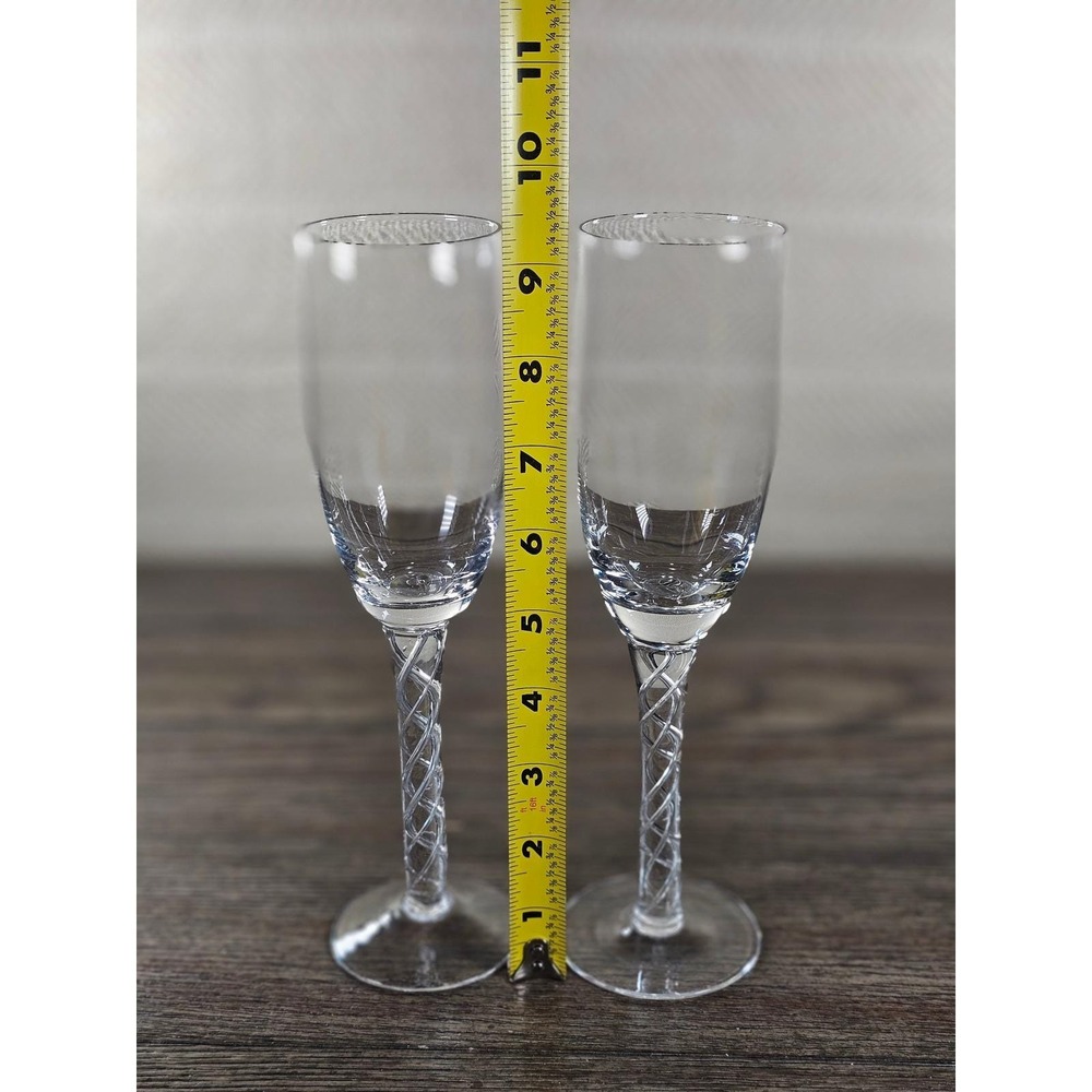Set 2 Vintage Cordial Glasses Twisted Stem Clear Stemware 9.5 In - Picture 4 of 16
